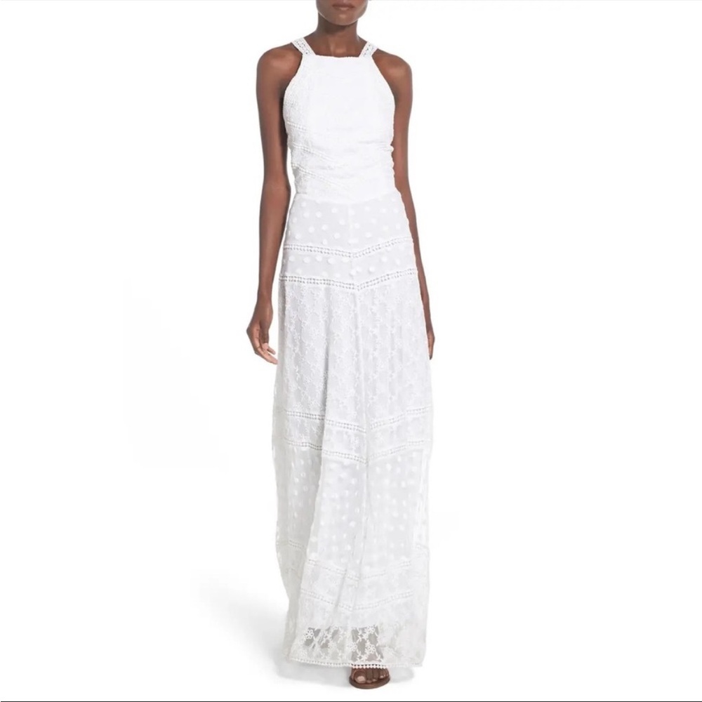 Tularosa White Kyle Embroidered Lace Maxi Dress